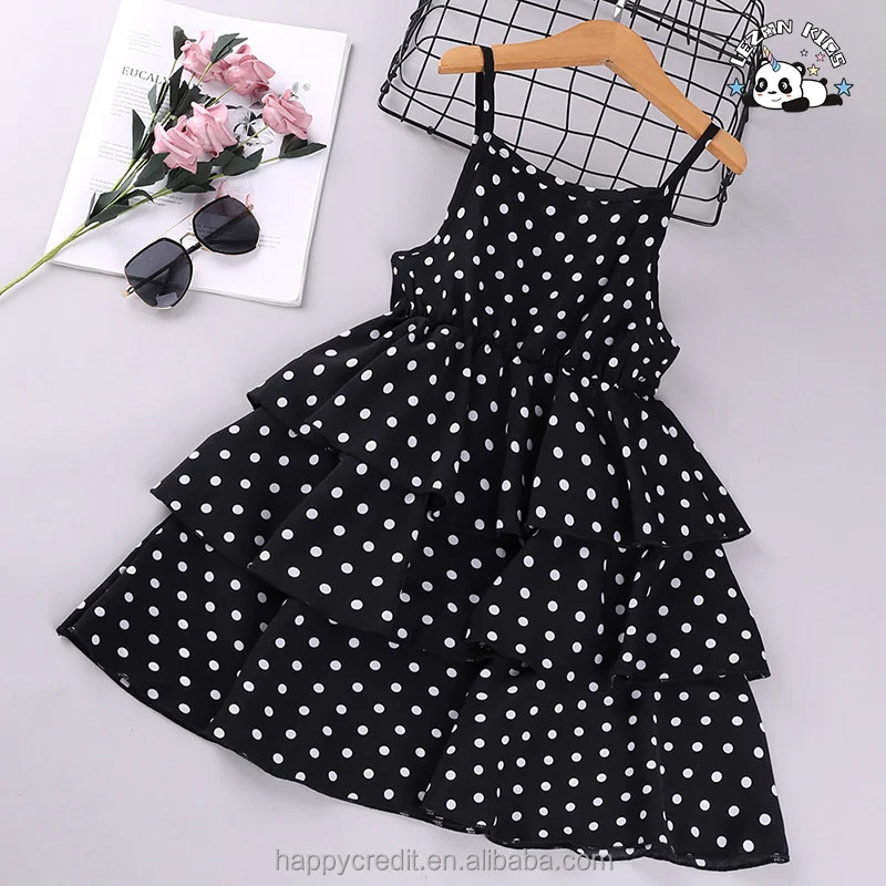 LEZONKIDS - Girls' Dresses O-Neck Knee-Length New Sprin Summer Children's Wear Polka Dot Sleeveless Princess Dress